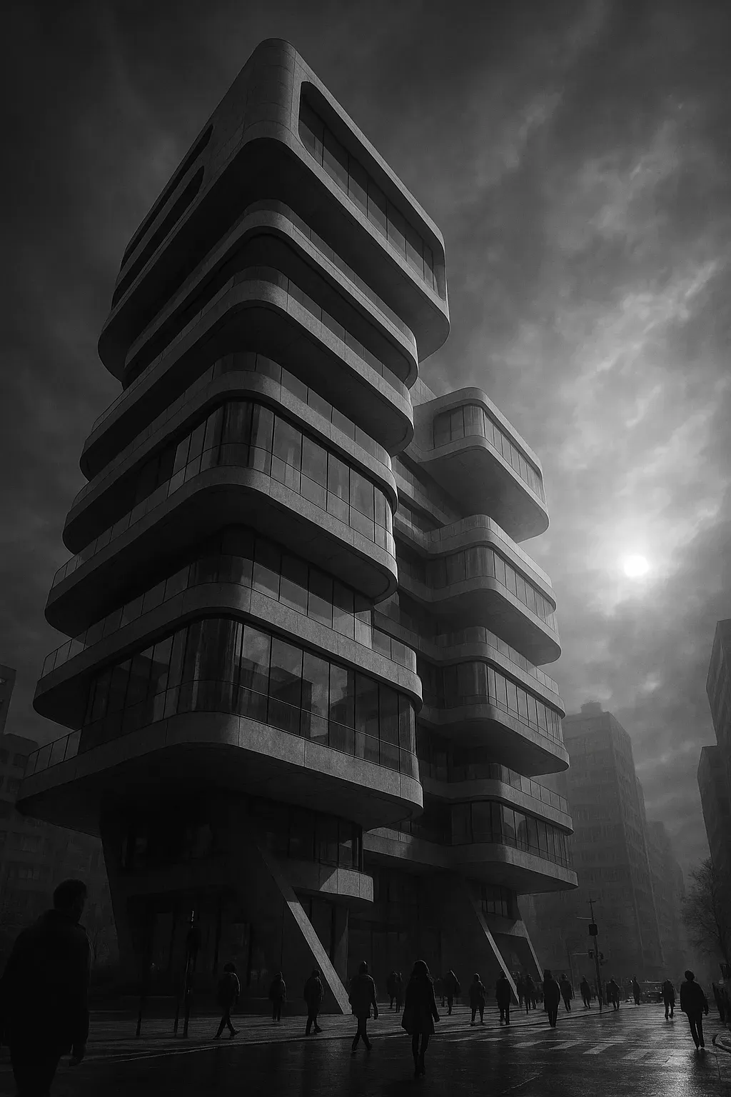 Architektur trifft urbanes Leben – modernes Wohnen mit funktionalem Flair, eingefangen im urbanen Panorama.